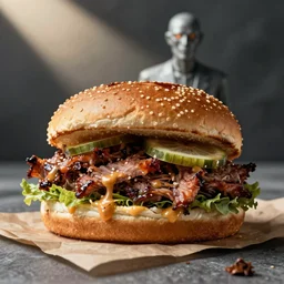 pulled pork sandwich, artwork of h.r. giger