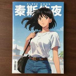 a still of a Swedish anime girl by Alex Ross, comic book cover