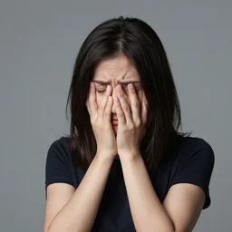 beautiful studio portrait photograph of a person showing emotion of'sadness'