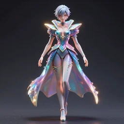 artgerm, james jean, ilya kuvshinov isolated magical anime haute couture vinyl figure, artisan designer figure photography, glitter accents on figure, colorful holographic undertones, expert human proportions, high detail, ethereal lighting, rim light, expert light effects on figure, sharp focus, dramatic composition and glowing effects unreal engine, octane, editorial awarded best character design