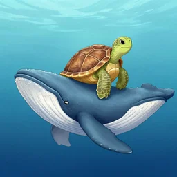 a anthropomorphic turtle riding a whale in the sea by Greg Rutkowski and Greg staples,