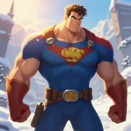 Beautiful detailed high quality portrait of a Homelander superhero, very strong and muscular man, playing R6 Siege::vibrant winter, romantic mood, morning sunlight::art by Ghibli Studio, League of Legends, Arcane, Wild Rift, trending on artstation::one character in scene, single solid body, no artefacts, no two heads, no two bodies