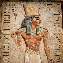 ancient hieroglyphics depicting nicolas cage. dslr photograph, high resolution, intricate details, photorealistic.