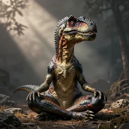 raptor dinosaur meditating