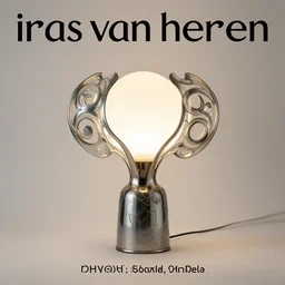sculptural table lamp designed by iris van herpen, painted metal and glass, advertising photography