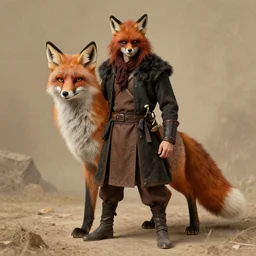 a photograph of a half - man half - fox bandit from the 1 8 9 0 s
