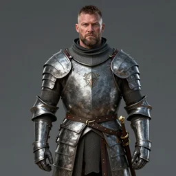 half-body portrait of Hafþór Júlíus Björnsson as a middle-aged knight in full plain battered armor, highly detailed, centered, artstation, concept art, sharp focus, 8K, octane render, unreal engine