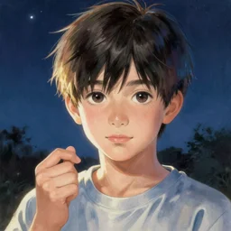a portait of a boy from inio asano manga good night pun pun, detailed
