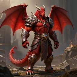 red dragonborn barbarian dnd, volumetric light, 8 k, fantasy