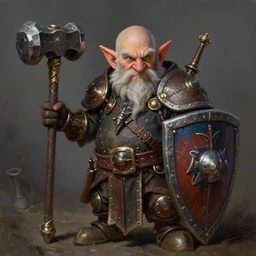 a detailed portrait painting of the dwarf bardin goreksson, from vermintide 2 video game, holding a shield and hammer, steampunk engineer, artstation, 8 k, fantasy