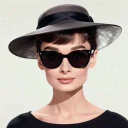 beautiful anime version of audrey hepburn with hat and dark sunglasses covering her eyes. smoking from a long cigarette holder. drawn by ilya kuvshinov