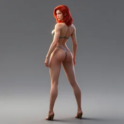 warrior princess with back to the camera, medium length red hair, full body, concept art, rim lighting, stanley lau, sharp focus, trending on artstation