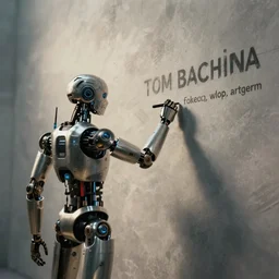 a stunning ultra detailed fantasy fine art photo of a robot from ex machina movie writing on a wall, by tom bagshaw, wlop and artgerm, wide angle, golden ratio composition, deep depth of field, cyberpunk, soft lighting, artstation, 8 k