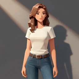 low poly Kate Beckinsale in a t-shirt and jeans, digital painting, artstation, concept art