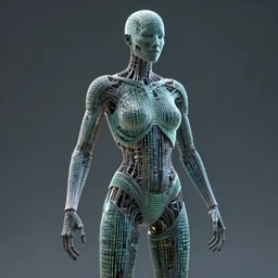 unreal, human figure made of zeros and ones, detailed, surreal