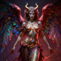 photorealistic demon angel in the style of michael whelan and gustave dore. hyperdetailed photorealism, 1 0 8 megapixels, amazing depth, glowing rich colors, powerful imagery, psychedelic overtones, 3 d finalrender, 3 d shading, cinematic lighting, artstation concept art