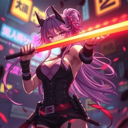 isekai bombshell stunning anime kunoichi, stylized, beautiful lineart, depth focus, rankings pixiv, artstation, chromatic aberration, soft lighting, srgb, 4 k artstation, hdr, cinematic. epic, somber lighting, atmospheric volumetric lighting perspective, colorful light terminator. by ross tran