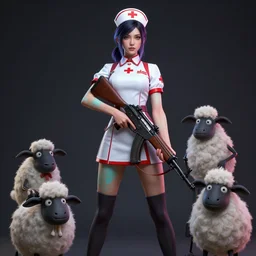 tall athletic girl, from arcane ( 2 0 2 1 ), wearing nurse costume, holding a rifle, hyper detailed, digital art, trending in artstation, cinematic lighting, studio quality, smooth render, fluorescent skin, unreal engine 5 rendered, octane rendered, art style by klimt and hoan vu van and sleepy sheep and wlop and krenz cushart