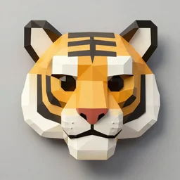 lowpoly tiger mask, by casey weldon, by todd schorr, by paul ranson, by moebius