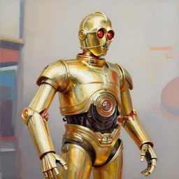 greg manchess portrait painting of armored c 3 po as overwatch character, medium shot, asymmetrical, profile picture, organic painting, sunny day, matte painting, bold shapes, hard edges, street art, trending on artstation, by huang guangjian and gil elvgren and sachin teng