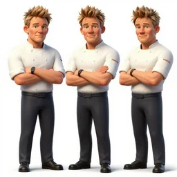 a set of three different views of gordon ramsay, concept art by senior character artist, polycount contest winner, dau - al - set, polycount, ultra - detailed