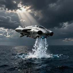 An alien spaceship draining water from the ocean, by greg rutkowski