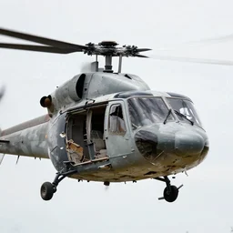 A photo of a helicopter destroyed by machine gun fire, highly detailed, 4k