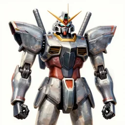 print of a kenku imperator. art by gunpla ( 1 9 8 9 ). metal skin panic maddox 0 1