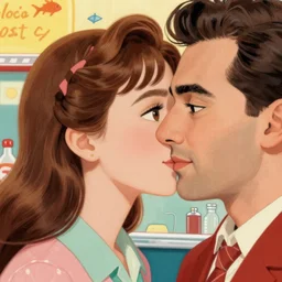 closeup profile portrait of a 1 9 5 0 s diner, nicoletta ceccoli, mark ryden, lostfish, max fleischer, hyper realistic, artstation, illustration, digital paint, matte paint, vivid colors, bright, cheerful, detailed and intricate environment