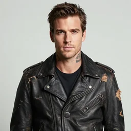 portrait of halston sage as a tattooed wanderer, wearing scratched and ripped leather shorts, wearing an aviator jacket, character sheet, fine details, concept design, contrast, kim jung gi, greg rutkowski, trending on artstation, 8 k, full body, turnaround, front view, back view, ultra wide angle