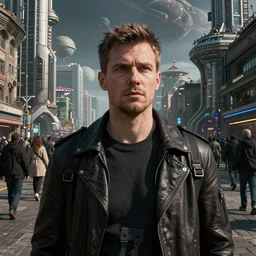 Street photo gritty portrait in a crowded city on another planet, Neo Norilsk, Neo Kyiv, sci-fi, fantasy, intricate, very very beautiful, elegant, highly detailed, high contrast, shadows, smooth, photorealistic, cinematic, Unreal Engine 5, sharp focus, by Evgeny Zubkov, by Marat Zakirov, trending on Behance