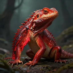 lizard man, red scales, fantasy art, portrait