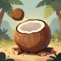you can throw it or use it as firewood, coconut, coconut, cartoon, cartoon, global lighting, digital art, artstation