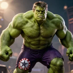 ' donald trump as the hulk in gears of war, splash art, movie still, detailed face, maga, cinematic lighting, dramatic, octane render, long lens, shallow depth of field, bokeh, anamorphic lens flare, 8 k, hyper detailed, 3 5 mm film grain