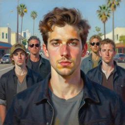 a beautiful portrait painting of life in los angeles, masterpiece by famous artist nasreddine dinet and eugene de blaas and greg rutkowski and artgerm and wlop, path tracing, artstation