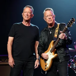 publicity photo still of tom hanks on tour with limp bizkit playing live on stage, 8 k, live concert lighting, mid shot