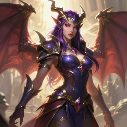 stunning character portrait of shyvana from league of legends with more of a monstrous dragon appearance