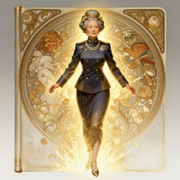 a digital concept ar by artgerm and greg rutkowski and alphonse mucha. clear portrait of a lonely attractive elder lady in uniform of tang dynasty!! tang dynasty book, light effect. hyper detailed, character concept, full body!! dynamic pose, glowing lights!! intricate, elegant, highly detailed, digital painting, artstation, concept art, smooth, sharp focus, illustration