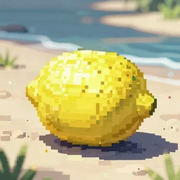 lemon on a beach pixel art