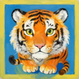 a beautiful painting lovely toy tiger, by murakami award - winning art color screen printing