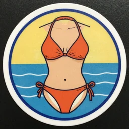 vintage circular 1970 surf bikini sticker