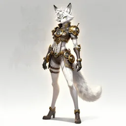 full body of anthropomorphic lynx fursona wearing steampunk suit with clockworks and gears as a tall woman with lynx head, tail, paws, by tanidareal, irakli nadar, muggur, intricate linework, unreal engine, trending on deviantart, furry art, furaffinity, backlight, white fur, thin legs, no boots