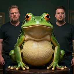 hyperrealistic mixed media image of a info wars alex jones disguised as ( bullfrog ), stunning 3 d render inspired art by greg rutkowski and xiang duan and thomas eakes, perfect symmetry, flesh texture, realistic, highly detailed attributes and atmosphere, dim volumetric cinematic lighting, 8 k octane detailed render, post - processing, masterpiece,