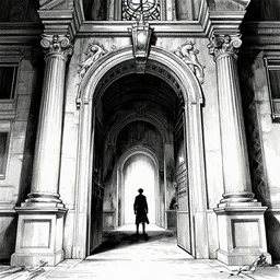 a portal, art by James Jean and Wayne Barlowe and moebius, black and white ink, high details , cinematic, cgsociety 8k