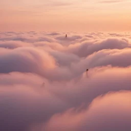 a sky full of clouds that look like beautiful curvy women, photo - realistic, detailed, orange / pink sky, dreamy, surrealistic