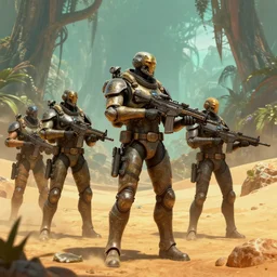 Colonial Marines, alien desert, artstation, award winning, digital art, Pandora Jungle, science fiction, Pulse rifles,