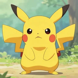 a cute pikachu is angry, anime style