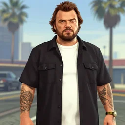 jack black gta 5 artwork, highly detailed, classic pose