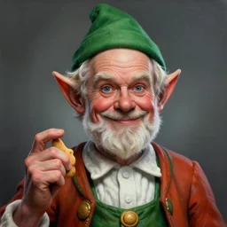 mr. keebler the cookie elf portrait, spray paint, highly detailed, hyperrealism, cinematic, photo realistic, artstation
