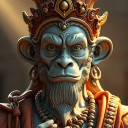 a medium long wide shot of a hyper detailed ultra sharp portrait of a beautiful marble - statue of monkey king, dramatic light, sharp focus, global illumination, radiant light, unreal 5, daz, hyperrealistic, octane render, cosplay, rpg portrait, dynamic lighting, intricate detail, harvest fall vibrancy